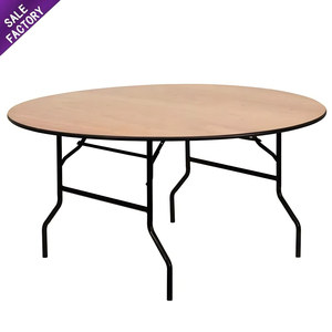 Sinoperfect Hotel Plywood Pvc Top <b>Folding</b> Foldable <b>Legs</b> Banquet Light Fireproof Wood Wedding Round <b>Folding</b> Wood <b>Table</b> - Product Image 1