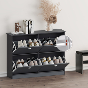 <b>Shoe</b> Cabinet With 4 Drawers Gray Narrow <b>Storage</b> For Entryway Foyer Hallway Bedroom - Product Image 2
