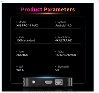 Dernière Box OTT X88 Pro 14 Max Android 14 RK3528 2 Go/4 Go de RAM 16 Go/32 Go/64 Go de ROM Lecteur Multimédia Bi-Bande 2.4G/5G Wifi6