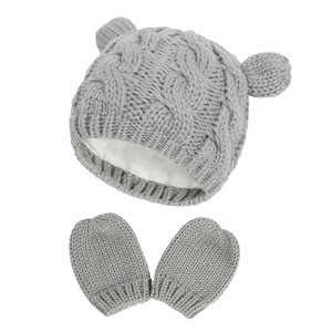 Ensemble de 2 bonnets pour bébé en tricot jacquard imprimé doux pour nourrissons, chauds pour l'automne et l'hiver, 100% acrylique - Product Image 3