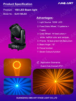 Projecteur LED mobile 150W à double prisme 24+16 facettes, contrôle DMX, RGBW 14 couleurs, activé par le son pour DJ, scène, concert, club, mariage