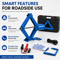Cric électrique professionnel 5000 kg, 12 V CC, 120 W, portable, hauteur 45 cm, élévateur de véhicule automatique pour SUV et berlines lourdes, kit