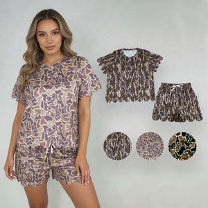 En stock : Vêtements d'été camouflage pour femme, tenues festonnées, mode en gros, haute qualité, boutique, ensemble mère et fille, prix usine - Product Image 1