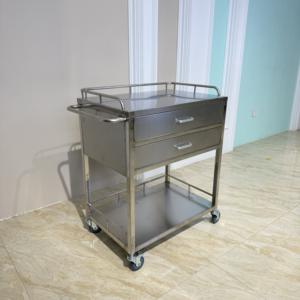 Troli Klinik Rumah Sakit Salon Kecantikan Medis dari Baja Anti Karat dengan 2 Laci 4 Roda Furnitur Komersial yang Tahan Lama - Product Image 5