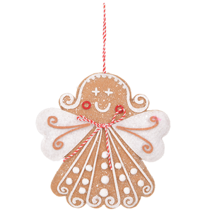 Brown White Gingerbread <b>Angel</b> Ornament Fabric Hanging Decoration for Christmas Tree Bakery Window Wholesale Bulk - Product Image 1