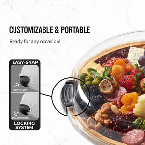 Planche à découper <span class=keywords><strong>Nordic</strong></span> Build-A-Board Snacks au fromage servant des <span class=keywords><strong>mini</strong></span> planches rondes de charcuterie en bambou avec couvercle transparent - Product Image 5