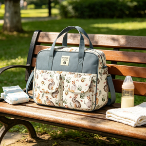 防水マタニティハンドバッグ斜めストラップ付き旅行用おむつトート,ベビーチェンジングバッグメッセンジャー大型マット付き - Product Image 6