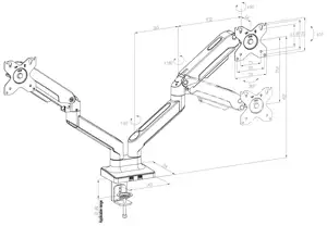 ODM OEM New Style Height Adjust Computer Mount C-Clamp Gas Spring Double Monitor Mount Max 9kgs With USB Port LCD LED Mount