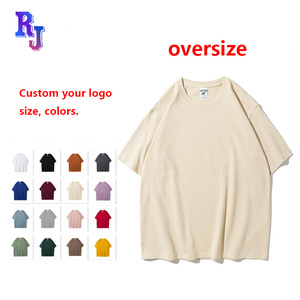 Camiseta Lisa bordada estampada de gran tamaño de algodón 100% con logotipo personalizado de 280gsm de peso pesado de alta calidad, camiseta personalizada de talla grande para hombre - Product Image 3