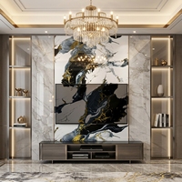 Panneau mural décoratif insonorisant moderne, ignifuge, écologique, motif veine bleue dorée, 1220x2440mm, 3mm, pour chambre à coucher - Prix usine