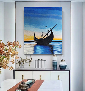 Peintures et arts muraux en carreaux bleus, peinture à l'huile personnalisée, artisanat mural pour la chambre TamaQ08, mosaïque bleue TamaQ08 Tama - Product Image 6