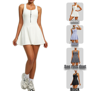 Falda deportiva de una pieza con cremallera para <span class=keywords><strong>mujer</strong></span>, capa base anti-rozaduras para correr y fitness, vestido atlético estilo europeo-americano - Product Image 5