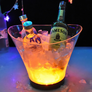 Bar de hotel de discoteca de plástico acrílico transparente redondo redondo de 6L iluminado cubo de hielo led para vino de cerve - Product Image 3