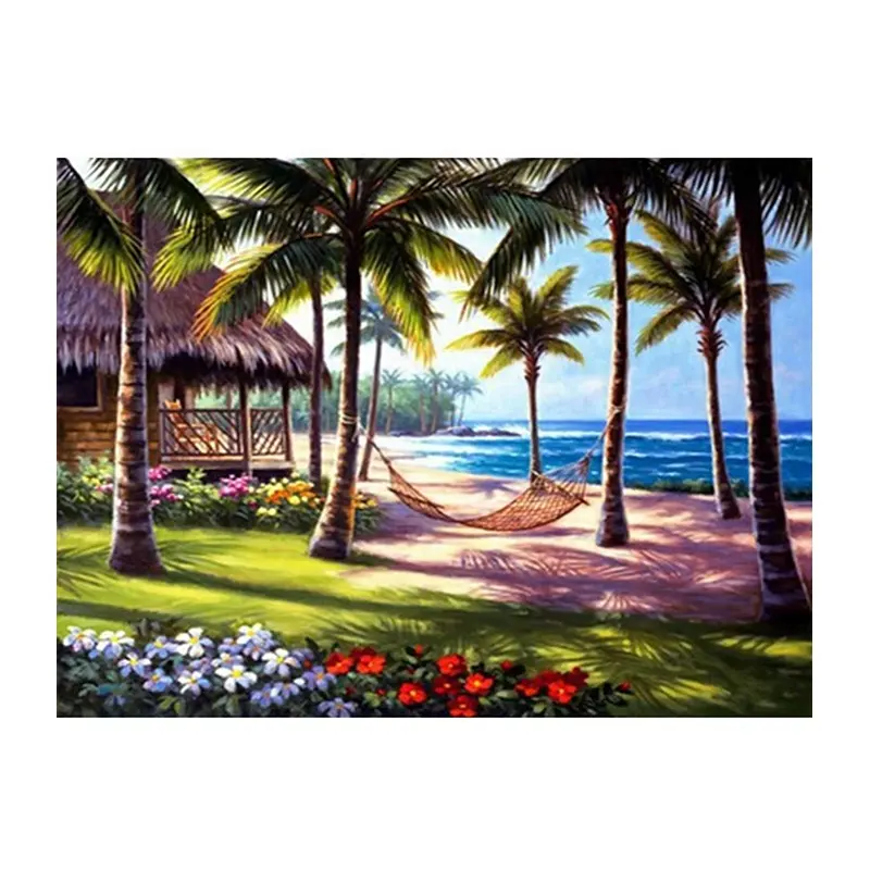 Özel sanat boyama kitleri elmas boyama 5d tam matkap plaj Sunset Diy elmas nakış sahne serisi ev dekor