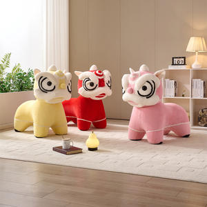 Sedia Moderna per Soggiorno a Forma di Leone, Seduta Creativa a Forma di Animale Cartoonesco, Sgabello Cambio Scarpe per Bambini - Product Image 2