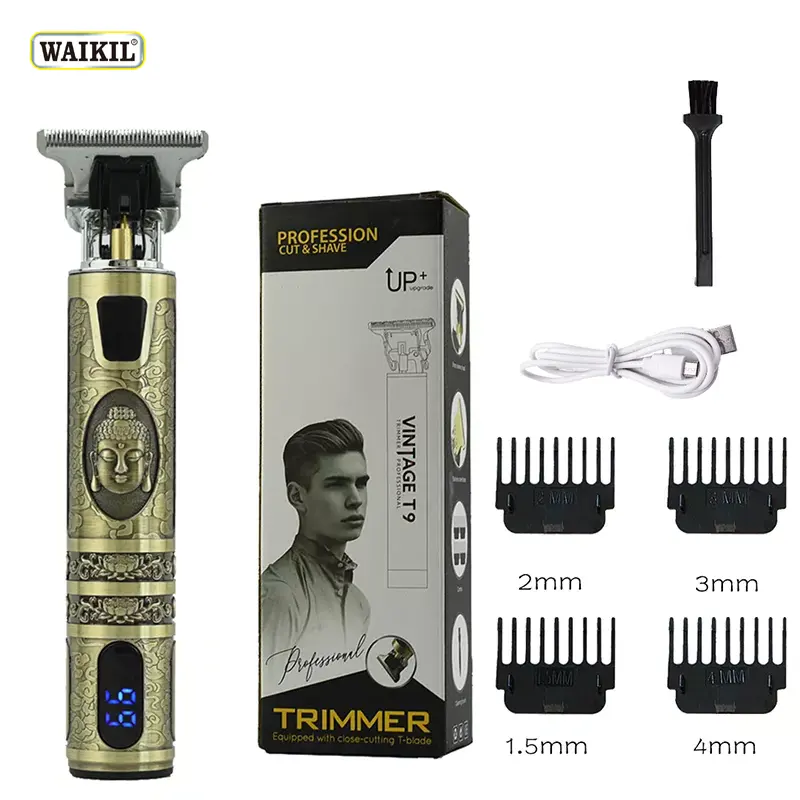 WAIKIL alat cukur rambut profesional, T9 dapat diisi ulang USB Buddha elektrik alat cukur pria, pisau cukur portabel