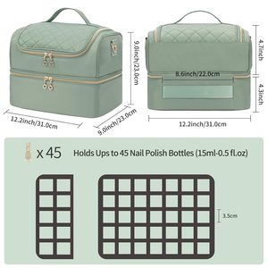 Échantillon gratuit Sac de rangement pour vernis à ongles multicouche Grande capacité Sac à maquillage à poignée Tissu Oxford Sac cosmétique - Product Image 5