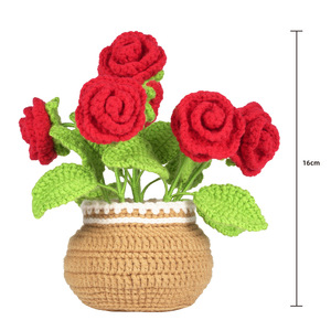Vente en gros de kits de tricotage au crochet faits à la main fleur plante en pot fil de laine matériaux bricolage débutant fleurs décoratives plantes - Product Image 3