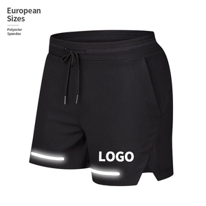 Pantalones cortos deportivos para correr para hombres, elásticos, transpirables, negros y personalizados, que absorben la humedad y el sudor - Product Image 1