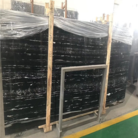 Dalles de marbre noir naturel chinois en marbre Dragon argenté avec veines droites blanches Carreaux polis pour revêtements de sol Carreaux muraux Escaliers