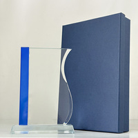 2 tailles de plaques de trophée en verre cristal bleu clair optique MH-LJ0210