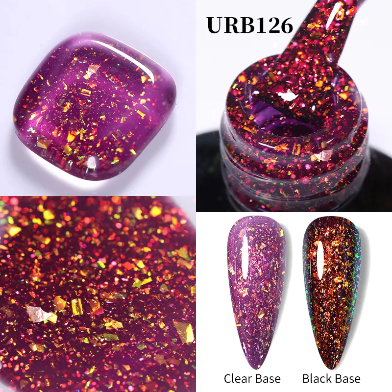 UR SUGAR High Quality Chameleon Flakes Rubber Base Gel Polish Glitter UV Gel Semi-permanent Enamels Wholesale