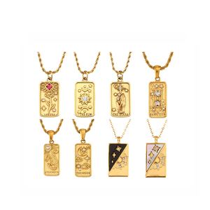 <span class=keywords><strong>Collana</strong></span> tarocchi in acciaio inossidabile intarsio pietra e conchiglia alla moda <span class=keywords><strong>uomo</strong></span> donna ciondolo - Product Image 1