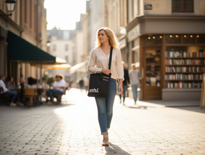 Borsa a Tracolla in Tela con Design a Lettere, Chiusura Aperta, per Uso Quotidiano in Tutte le Stagioni - Product Image 2