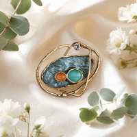 Bros Magnetik Planet untuk Wanita Tanpa Pin, Bros Enamel Ruang Angkasa, Bros Geometris Berlapis Emas, Perhiasan Abstrak Vintage
