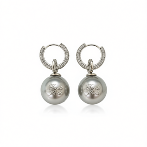 Pendientes Colgantes de Perlas Tahitianas Fiorals, Plata 925 con Baño de Rodio, Engaste Pavé, Bola Redonda, Joyería de Moda para Mujer, para Bodas - Product Image 1