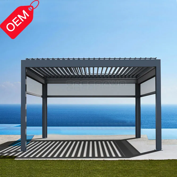 Einfache Montage kunden spezifische Outdoor-Aluminium motorisierte Lamellen dach Pergola Carport Struktur Solar System Carport Pergola