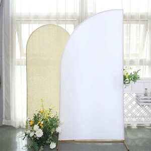 Venta al por mayor de LICRA tamaño personalizado Premium estiramiento medio arco cubierta Chiara soporte de pared telón de fondo para la decoración de la ceremonia del bosque - Product Image 1