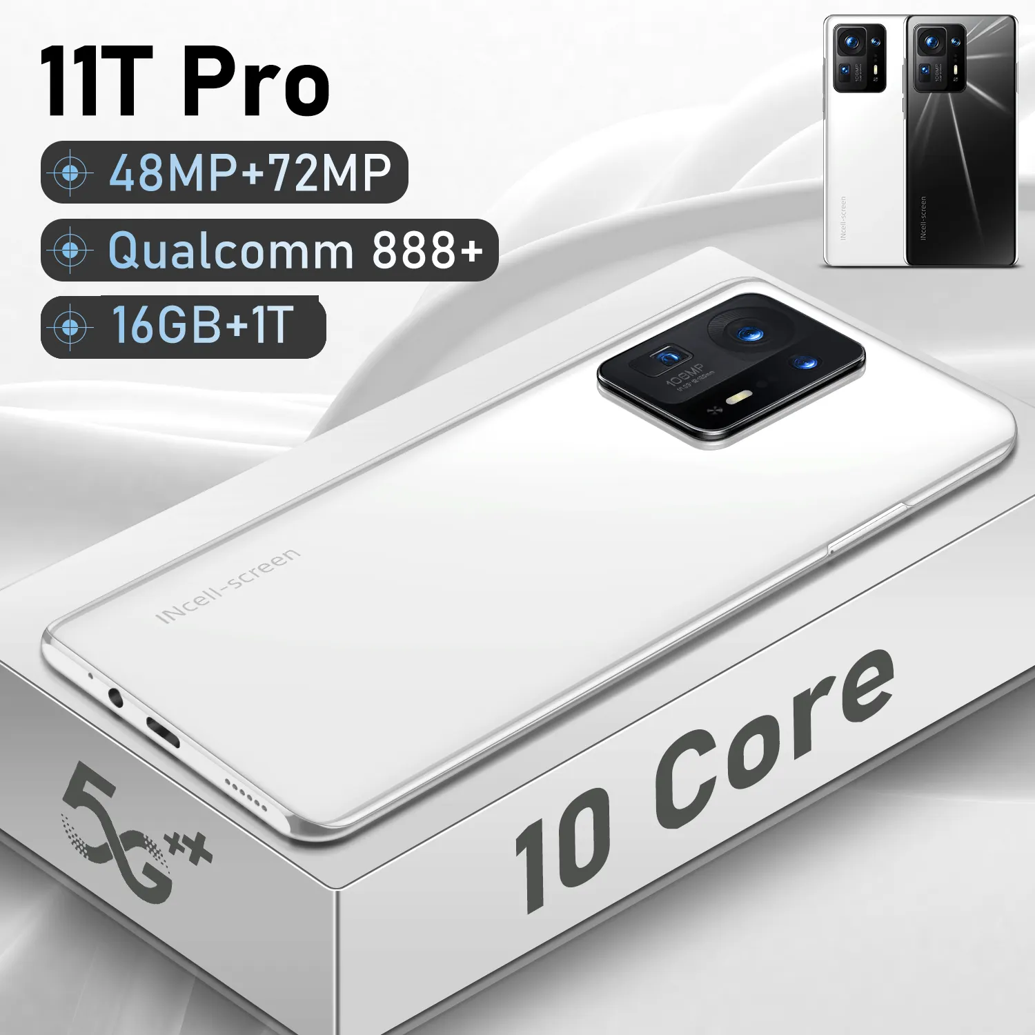Điện Thoại Di Động XaoMi 11T Pro, Điện Thoại Thông Minh 7.3Inch Bộ Nhớ Lớn 16GB + 1TB Mở Khóa Khuôn Mặt 7300MAh
