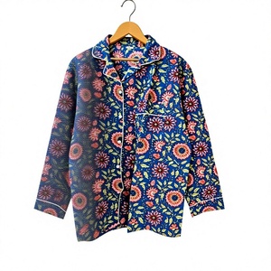 Men's Long Sleeve Floral Print <b>Pajamas</b> 100% Cotton Knitted Casual Sleepwear with Pocket Spring Style gift for her - Product Image 4