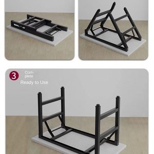 Modern Simple Home Study <strong>Table</strong> Foldable Computer Desk with Metal and Panel Wood Style <strong>for</strong> Bedroom <strong>Writing</strong> - Product Image 4