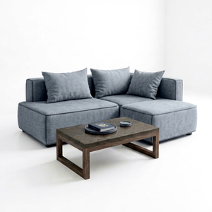 Modern Fabric L-Shape Sectional <b>Sofa</b> Set with <b>Wooden</b> <b>Legs</b> and Pillow Back for Living Room - Product Image 1