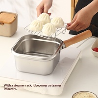 Conteneur de stockage alimentaire en acier inoxydable, mini-friteuse multifonctionnelle, poêle non revêtue, nouveau style chinois, adapté au camping