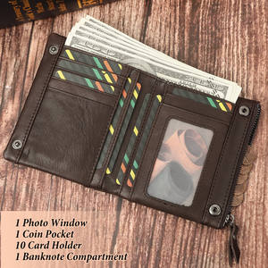 Rfid Portemonnee Lederen Biflod Korte Portemonnee Met Rits Muntentas Casual Geldzakken Mannen Blokkering Bescherming Anti-Diefstal Scan Man - Product Image 3