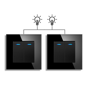 Type 82 <b>Push</b> <b>Button</b> <b>Switch</b> 60x60mm Double Control With Tempered Glass Panel Dot Illuminated For European Standard Installation - Product Image 2