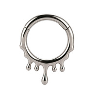 Cincin Hidung Titanium Alloy Zirkon G23 Lintas Batas untuk Wanita, Model Jepit Lengkung Geometris Bentuk Tetesan Air, Perhiasan Cincin Bibir dan Telinga