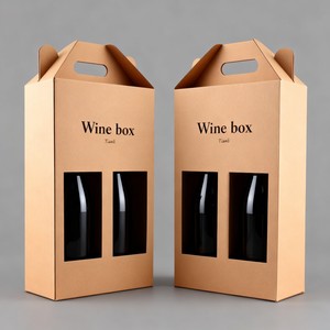 Individuelles Logo Digitaldruck Weinbox Recycelbare Bier-Pint Wein-Geschenkbox <span class=keywords><strong>2</strong></span>-Flaschen Wein-Hängebox - Product Image 1