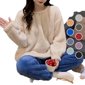 Conjunto de Pijama de Franela para Mujer, Diseño de Dibujos Animados, 2 Piezas, Transpirable, Suave, Tejido Térmico, para Invierno y Primavera - Product Image 1