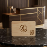 Tarjeta de Acceso RFID de Madera VIP para Masajes y Spa con Código QR, Chip NTAG215 de 13.56 MHz