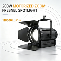 Projecteur Fresnel professionnel 200W pour scène/studio, CCT complet 2700-6500K, IRC 96+, zoom motorisé et DMX512, en alliage d'aluminium, 100-240V