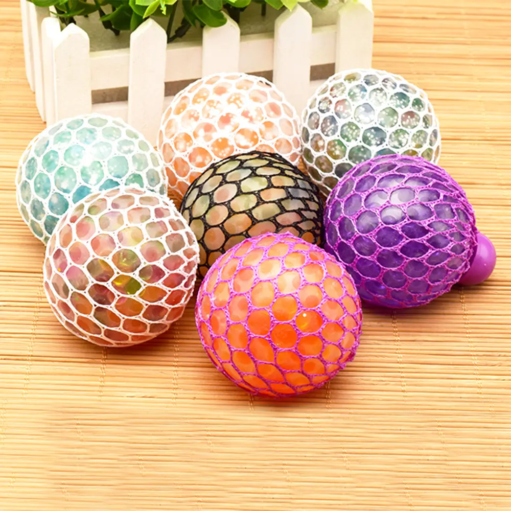 New promotion custom moldable squishy luminescent anti stress relief sticky balls glitter fruit grape stress ball toys