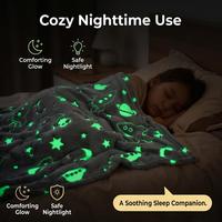 Manta Luminosa de Felpa, Brilla en la Oscuridad, Regalo, Manta para Sofá con Diseño de Estrellas y Luna, Mantas Luminosas Personalizadas para Niños para el Invierno