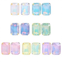 Strass Selina Crystal rectangulaire octogonal opale moka à griffes, à coudre pour accessoires vestimentaires, chaussures, sacs et robes de mariée