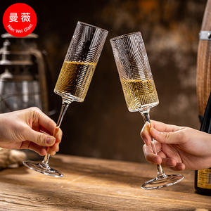 מפעל וינטג חתונה ישר מרובע כוסות יין מרובעים להגדיר חוט ורוד ורוד פסים גליליים - Product Image 5