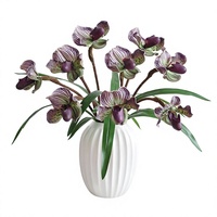Fleur artificielle de Phalaenopsis à tige unique, plante en pot d'intérieur, décoration haut de gamme, accessoire de bouquet, photographie de mariage, artificielle