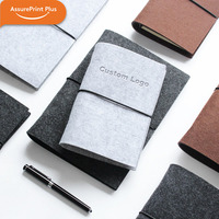 Cuaderno A7 de Fieltro con Hojas Sueltas y Elástico, Personalizable con Logotipo, Páginas de Recambio Cuadrículadas, Bolsillo para Viajes, Notas Diarias, 100 Hojas